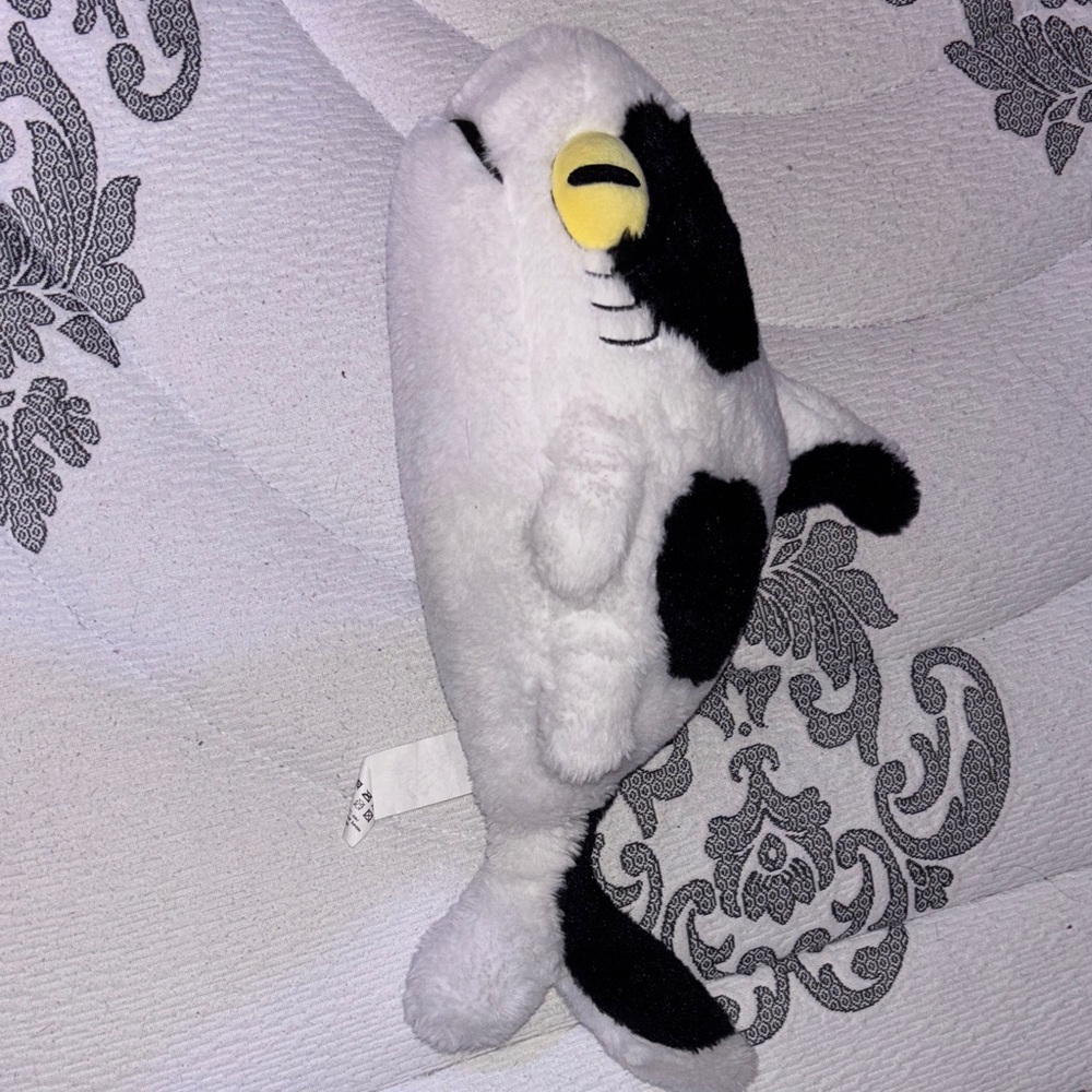 Adorable White and Black Cat Shark Plush Toy